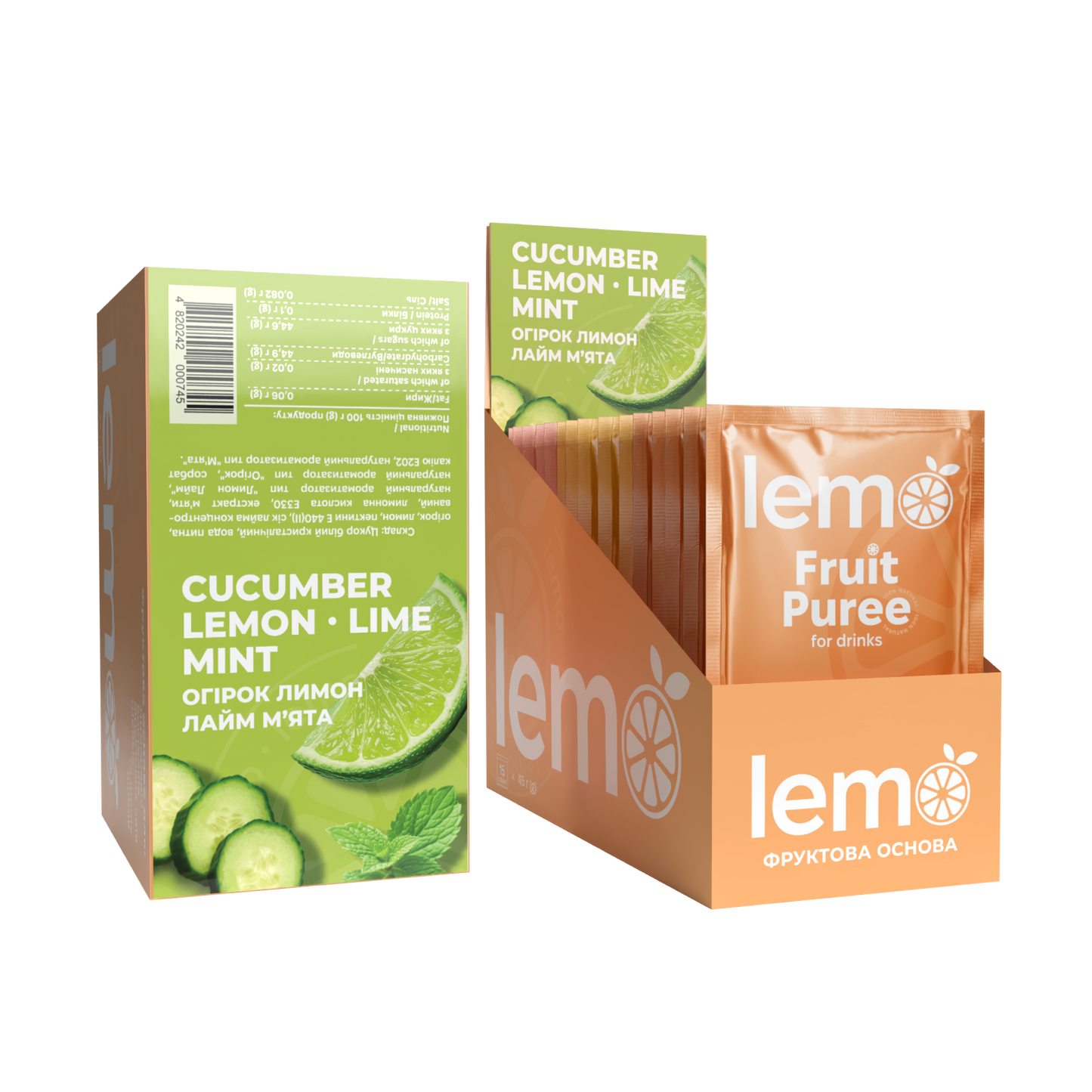 Огурец-мята-лайм-лимон, LEMO, основа-пюре, 45гр*15шт
