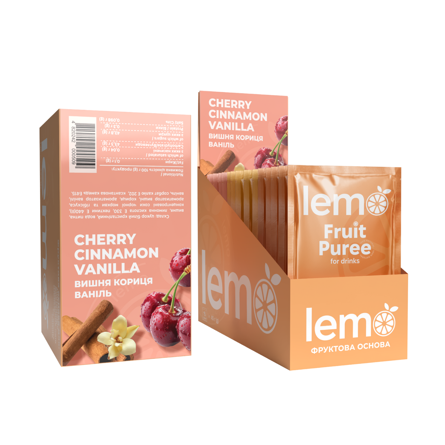 Вишня-Кориця-Ваніль, LEMO, основа-пюре, 45гр*15шт