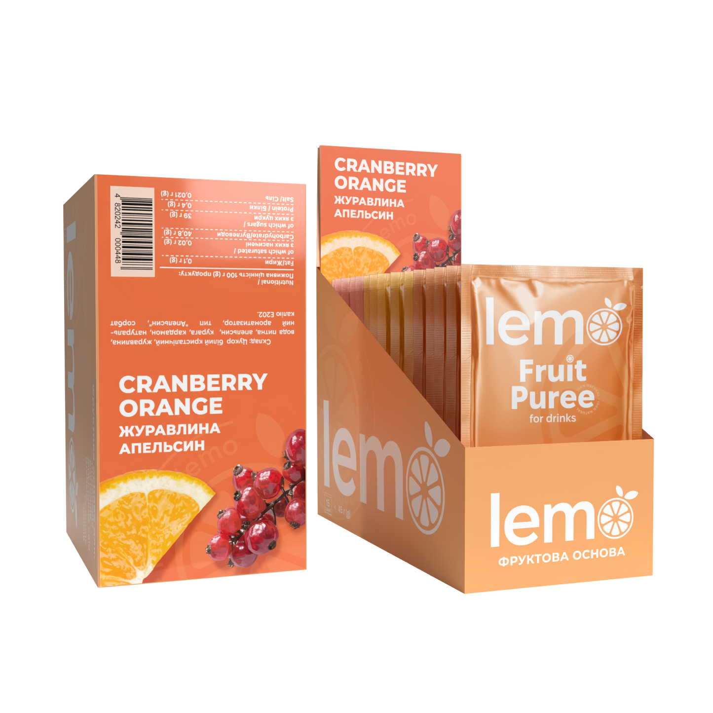 Журавлина-Апельсин, LEMO, основа-пюре, 45гр*15шт