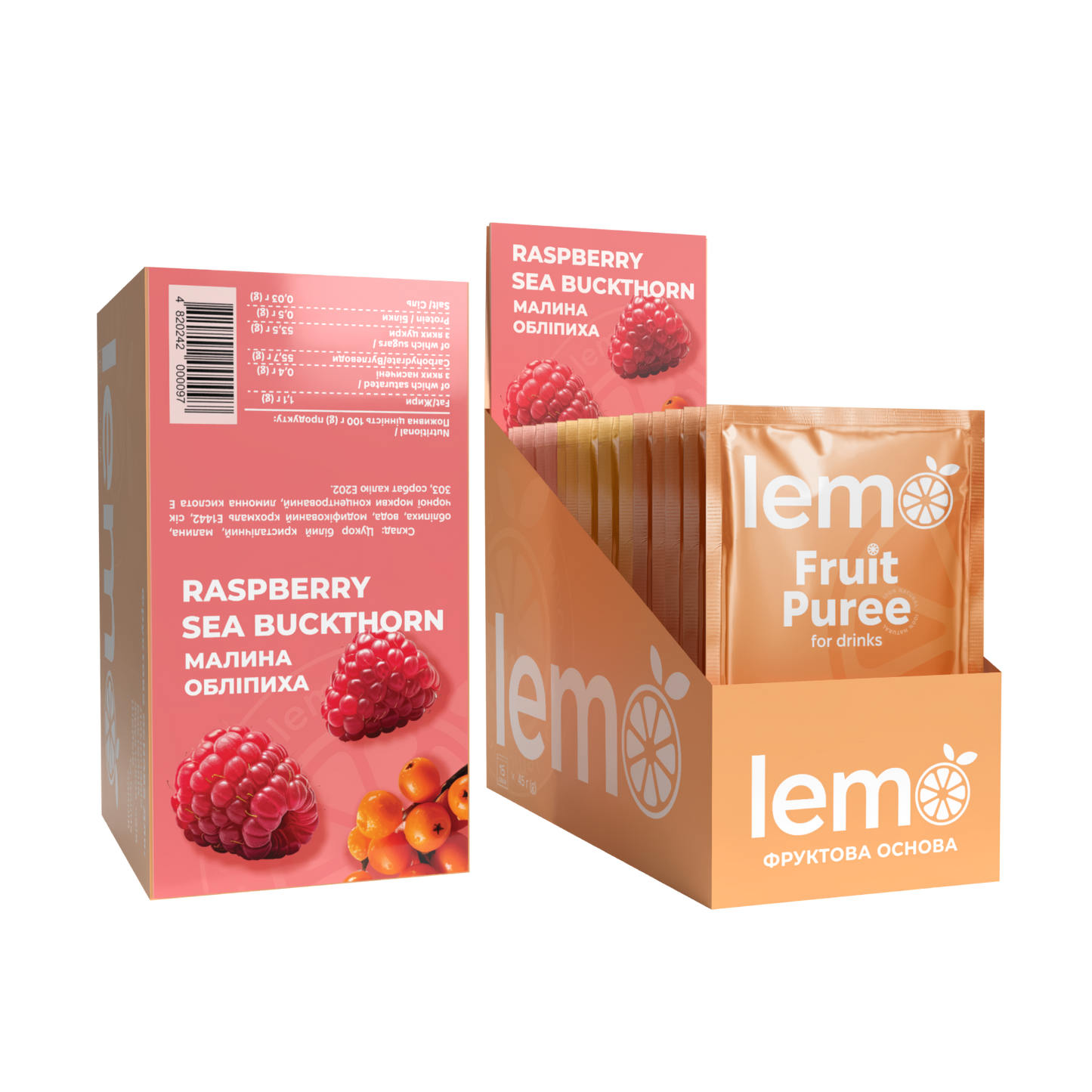 Обліпиха-Малина, LEMO, основа-пюре, 45гр*15шт