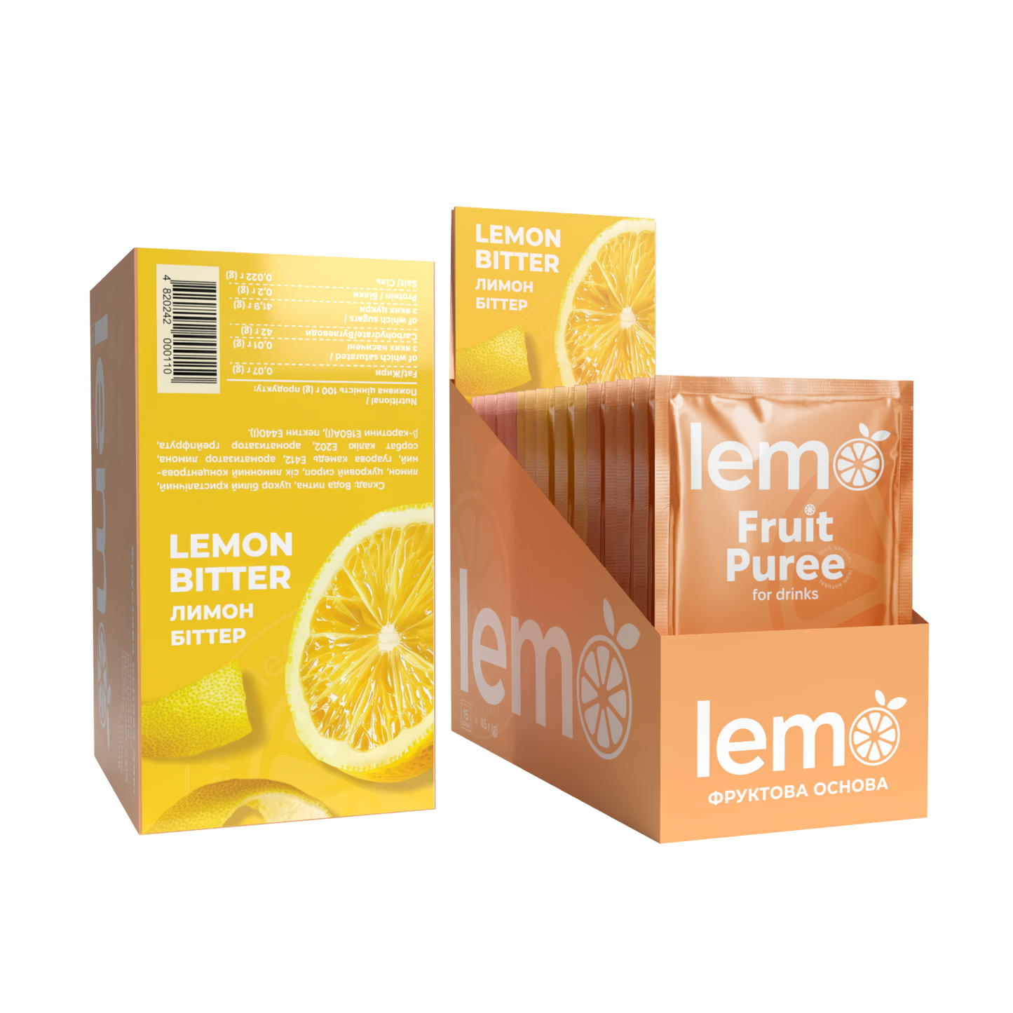 Лимонний Бітер, LEMO, основа-пюре, 45гр*15шт