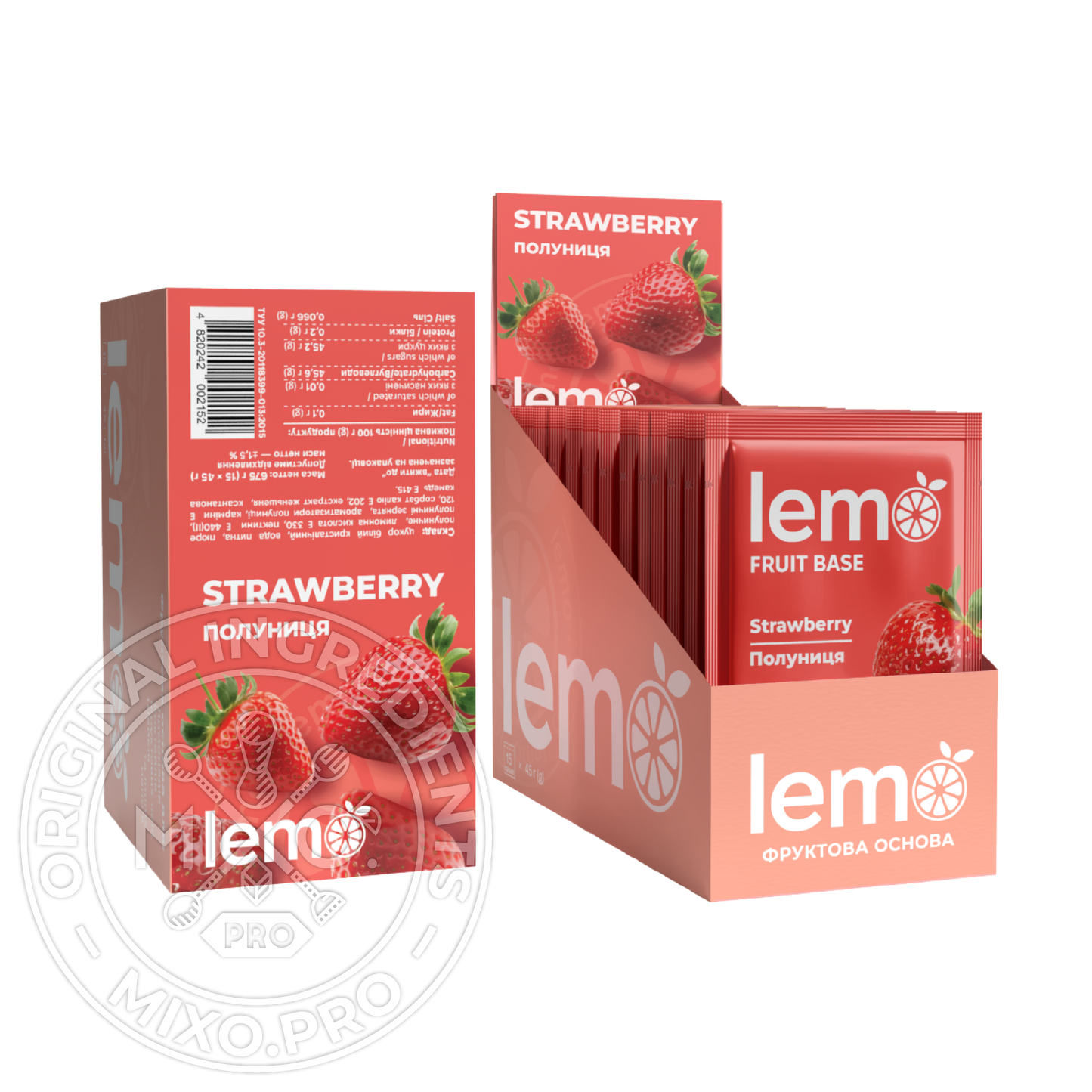 Полуниця, LEMO, основа-пюре, 45гр*15шт