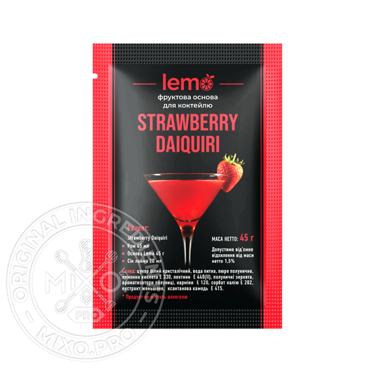 Дайкірі-полуниця, LEMO, коктейльна основа, 45гр*15шт