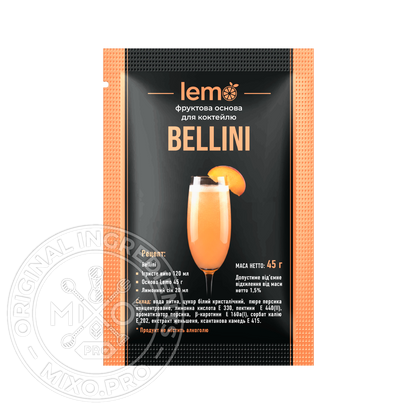 Белліні-персик, LEMO, коктейльна основа, 45гр*15шт