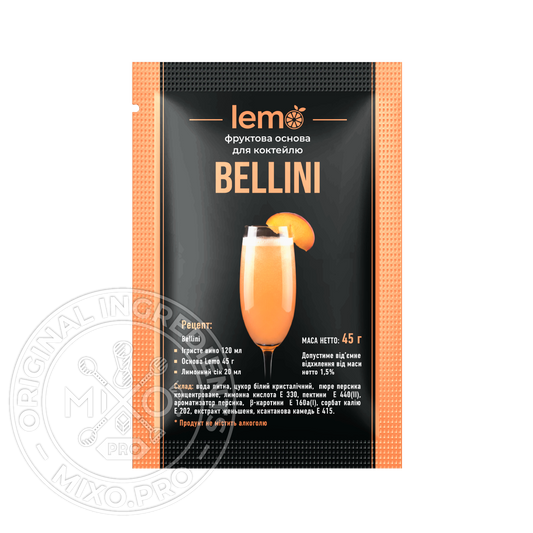 Белліні-персик, LEMO, коктейльна основа, 45гр*15шт