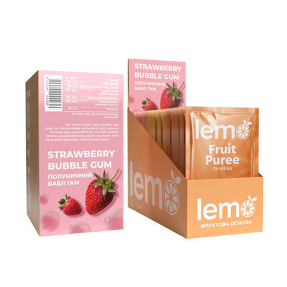 Полуничный Бабл Гам, LEMO, основа-пюре, 45гр*15шт