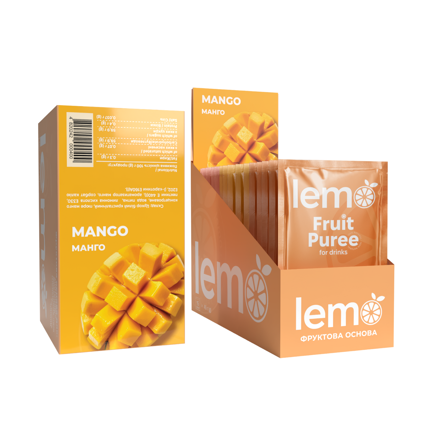 Манго, LEMO, основа-пюре, 45гр*15шт