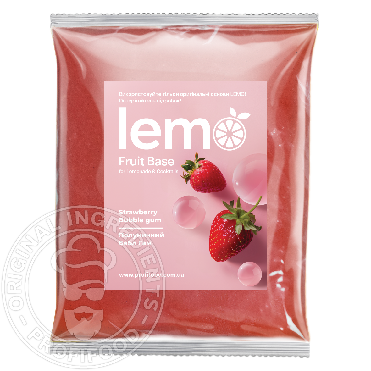 Полуничный Бабл Гам, LEMO, основа-пюре, 1кг
